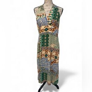 Vince Camuto Boho Patchwork Print Halter Maxi Dress Rayon | Size M